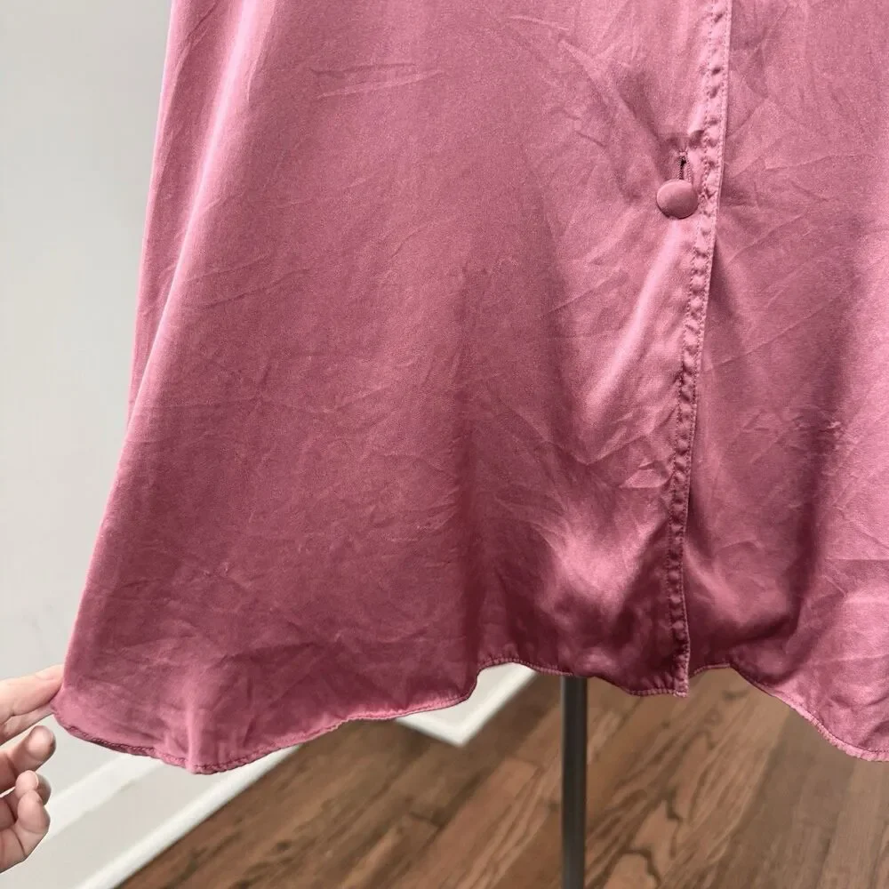 Vintage 90s Victorias Secret Gold Label 100% Silk Mauve Sleep Shirt Size Large - Picture 5 of 10